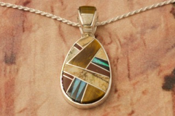 Navajo Artist Calvin Begay Sterling Silver Genuine  Picture Jasper Pendant